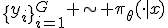 \{y_i\}_{i=1}^{G} \sim \pi_\theta(\cdot|x)