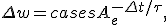 \Delta w = \begin{cases}A_+ e^{-\Delta t/\tau_+}, & \Delta t > 0 \\-A_- e^{+\Delta t/\tau_-}, & \Delta t < 0\end{cases}