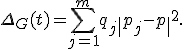 \Delta_G(t)=\sum_{j=1}^{m}q_j\|p_j-p\|^2.