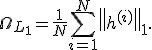 
\Omega_{L_1}
=
\frac{1}{N}
\sum_{i=1}^{N}
\left\|h^{(i)}\right\|_1.
