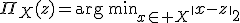 \Pi_X(z)=\operatorname{arg\,min}_{x\in X}\|x-z\|_2