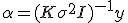 \alpha = (K + \sigma^2 I)^{-1} y