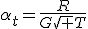 \alpha_t=\frac{R}{G\sqrt T}