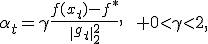 \alpha_t=\gamma\frac{f(x_t)-f^*}{\|g_t\|_2^2},\qquad 0<\gamma<2,
