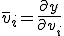 \bar{v}_i = \frac{\partial y}{\partial v_i}