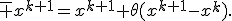 \bar x^{k+1}=x^{k+1}+\theta(x^{k+1}-x^k).