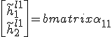 \begin{bmatrix} \tilde{h}_1^{l+1} \\ \tilde{h}_2^{l+1} \end{bmatrix} = \begin{bmatrix} \alpha_{11} & \alpha_{12} \\ \alpha_{21} & \alpha_{22} \end{bmatrix} \begin{bmatrix} h_1^l \\ h_2^l \end{bmatrix}