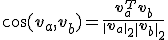 
\cos(\mathbf{v}_a,\mathbf{v}_b)
=
\frac{\mathbf{v}_a^T\mathbf{v}_b}
{\|\mathbf{v}_a\|_2\|\mathbf{v}_b\|_2}
