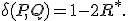 
\delta(P, Q) = 1 - 2 R^*.
