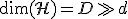 \dim(\mathcal{H}) = D \gg d