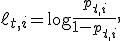 \ell_{t,i}=\log\frac{p_{t,i}}{1-p_{t,i}},