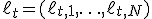 \ell_t=(\ell_{t,1},\ldots,\ell_{t,N})
