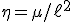 \eta=\mu/\ell^2