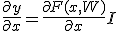 \frac{\partial y}{\partial x} = \frac{\partial F(x, W)}{\partial x} + I