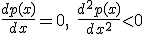 \frac{dp(x)}{dx} = 0, \quad \frac{d^2p(x)}{dx^2} < 0