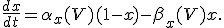 \frac{dx}{dt}=\alpha_x(V)(1-x)-\beta_x(V)x.