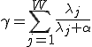 \gamma=\sum^W_{j=1}\frac{\lambda_j}{\lambda_j+\alpha}