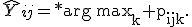 \hat{Y}_{ij}=\operatorname*{arg\,max}_{k} p_{ijk}.