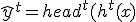 \hat{y}^t = head^t(h^t(x); \phi_t)