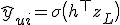 \hat{y}_{ui} = \sigma\bigl( h^{\top} z_L \bigr)