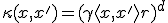 \kappa(x, x') = (\gamma \langle x, x' \rangle + r)^d