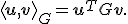 \langle\mathbf{u},\mathbf{v}\rangle_G=\mathbf{u}^TG\mathbf{v}.