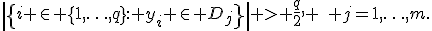 \left|\left\{i \in \{1,\ldots,q\}: y_i \in D_j\right\}\right| > \frac{q}{2}, \quad j=1,\ldots,m.