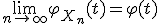 \lim_{n\to\infty} \varphi_{X_n}(t) = \varphi(t)
