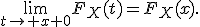 
\lim_{t\to x+0}F_X(t)=F_X(x).
