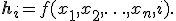 \mathbf{h}_i = f(x_1,x_2,\ldots,x_n,i).
