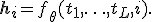 \mathbf{h}_i=f_\theta(t_1,\ldots,t_L,i).