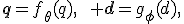 \mathbf{q}=f_\theta(q),\qquad \mathbf{d}=g_\phi(d),