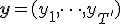 \mathbf{y} = (y_1, \dots, y_{T'})