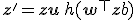 \mathbf{z}' = \mathbf{z} + \mathbf{u}\, h(\mathbf{w}^\top \mathbf{z} + b)