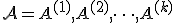\mathcal{A} = {A^{(1)}, A^{(2)}, \dots, A^{(k)}}