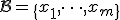 \mathcal{B} = \{x_1, \dots, x_m\}