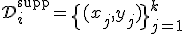 \mathcal{D}_i^{\text{supp}} = \{(x_j, y_j)\}_{j=1}^{k}