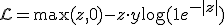 \mathcal{L} = \max(z,0) - z \cdot y + \log(1 + e^{-|z|})