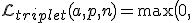 \mathcal{L}_{triplet}(a,p,n) = \max\bigl(0,\; d(f(a),f(p))^2 - d(f(a),f(n))^2 + \alpha\bigr)