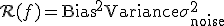 \mathcal{R}(f) = \text{Bias}^2 + \text{Variance} + \sigma_{\text{noise}}^2