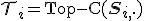 \mathcal{T}_i = \text{Top-C}(\mathbf{S}_{i, \cdot})