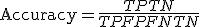 \mathrm{Accuracy} = \frac{TP + TN}{TP + FP + FN + TN}
