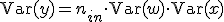 \mathrm{Var}(y) = n_{in} \cdot \mathrm{Var}(w) \cdot \mathrm{Var}(x)
