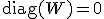 \mathrm{diag}(W) = 0