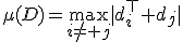 \mu(D)=\max_{i\ne j}|d_i^\top d_j|