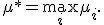 \mu^* = \max_i \mu_i.