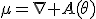 \mu=\nabla A(\theta)