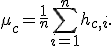 \mu_c=\frac{1}{n}\sum_{i=1}^{n}h_{c,i}.