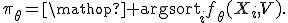 \pi_\theta=\mathop{\rm argsort}_{i}f_\theta(X_i,V).