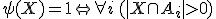 \psi(X) = 1 \Leftrightarrow \forall i \, (|X \cap A_i| > 0)